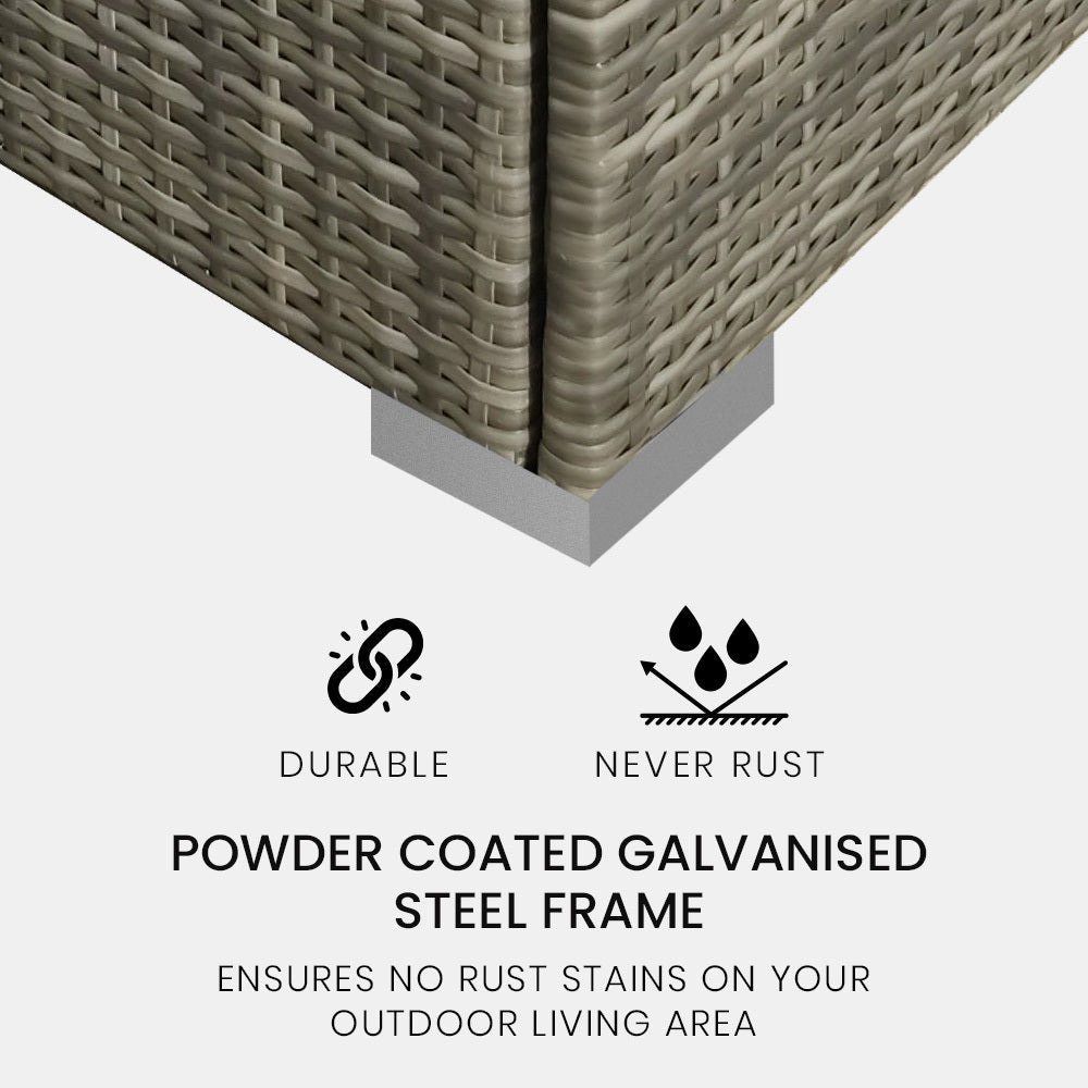 4 Piece 3 Seater Modular Outdoor Lounge Setting incl. Coffee Table, Ottoman, Grey