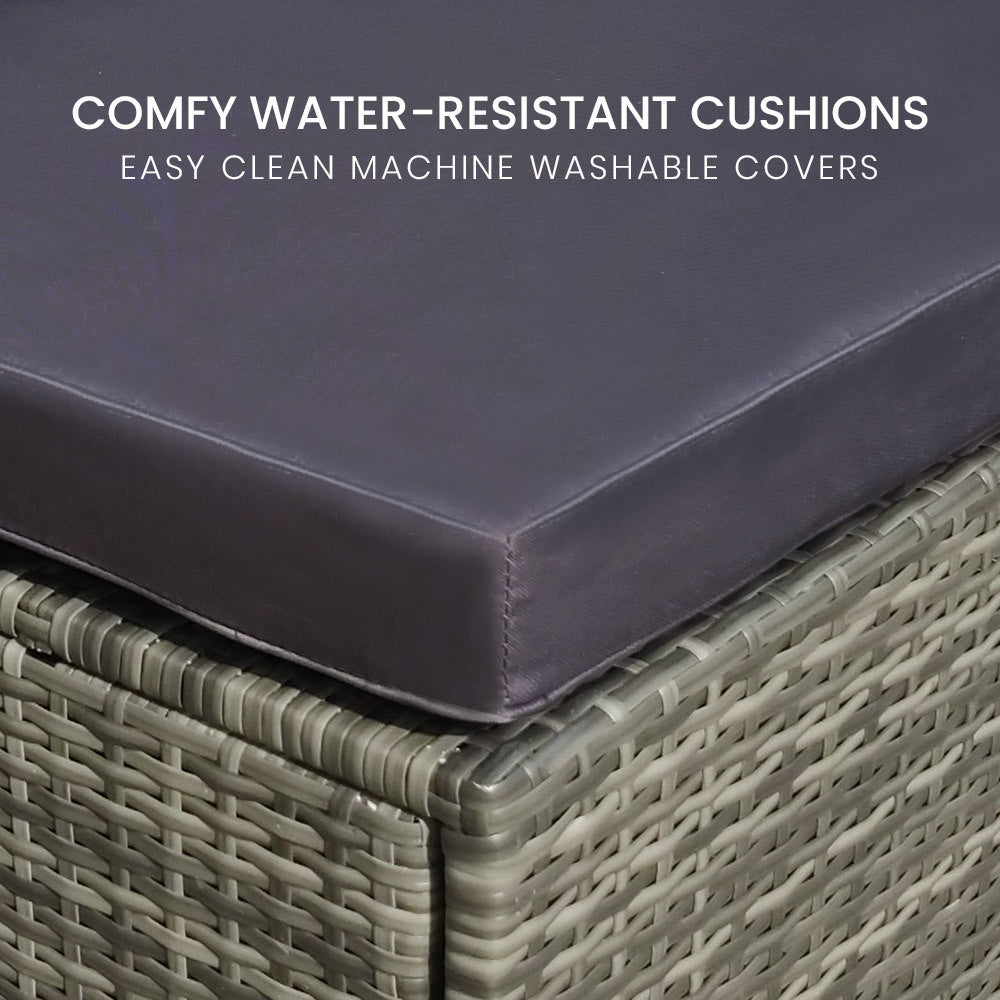 4 Piece 3 Seater Modular Outdoor Lounge Setting incl. Coffee Table, Ottoman, Grey