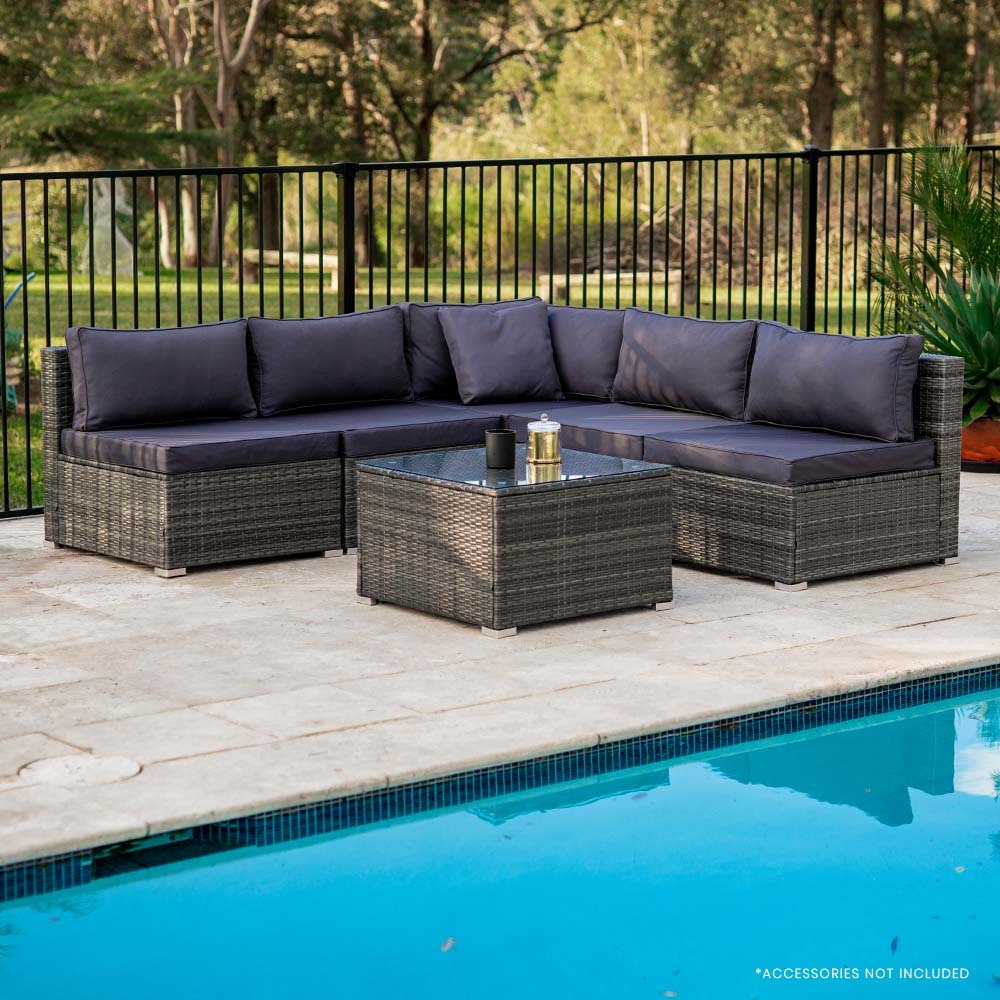 5 Seater Modular Outdoor Setting Lounge with Coffee Table, Grey