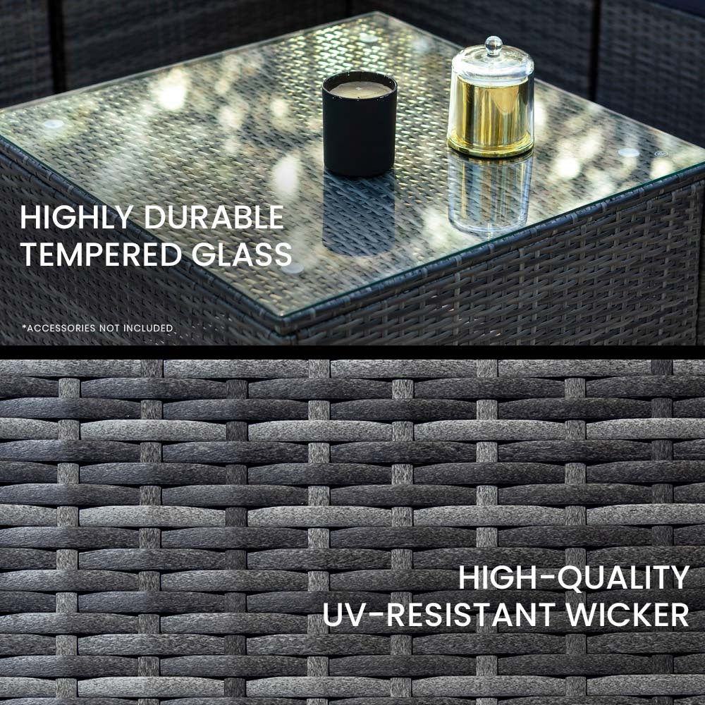 5 Seater Modular Outdoor Lounge Setting with Coffee Table, Ottoman, Grey