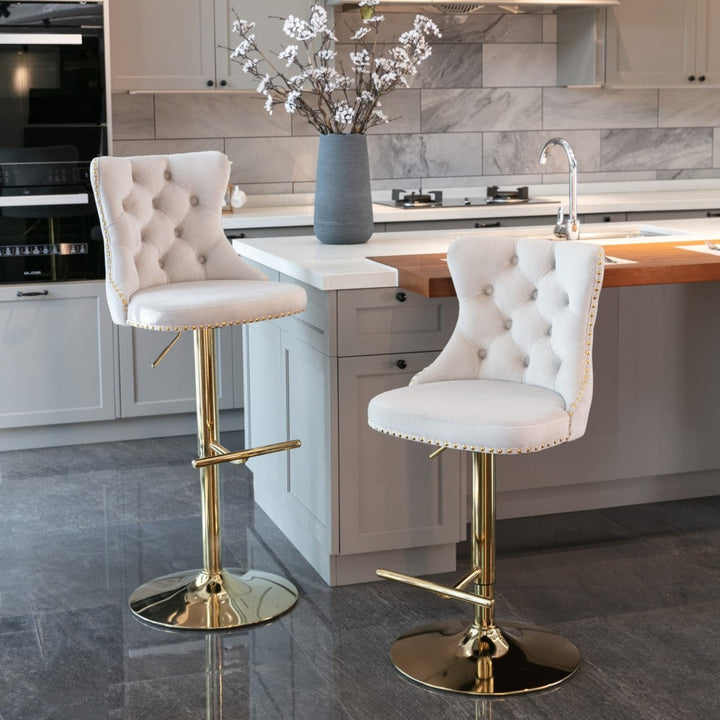 2x Height Adjustable Swivel Bar Stool  with Footrest