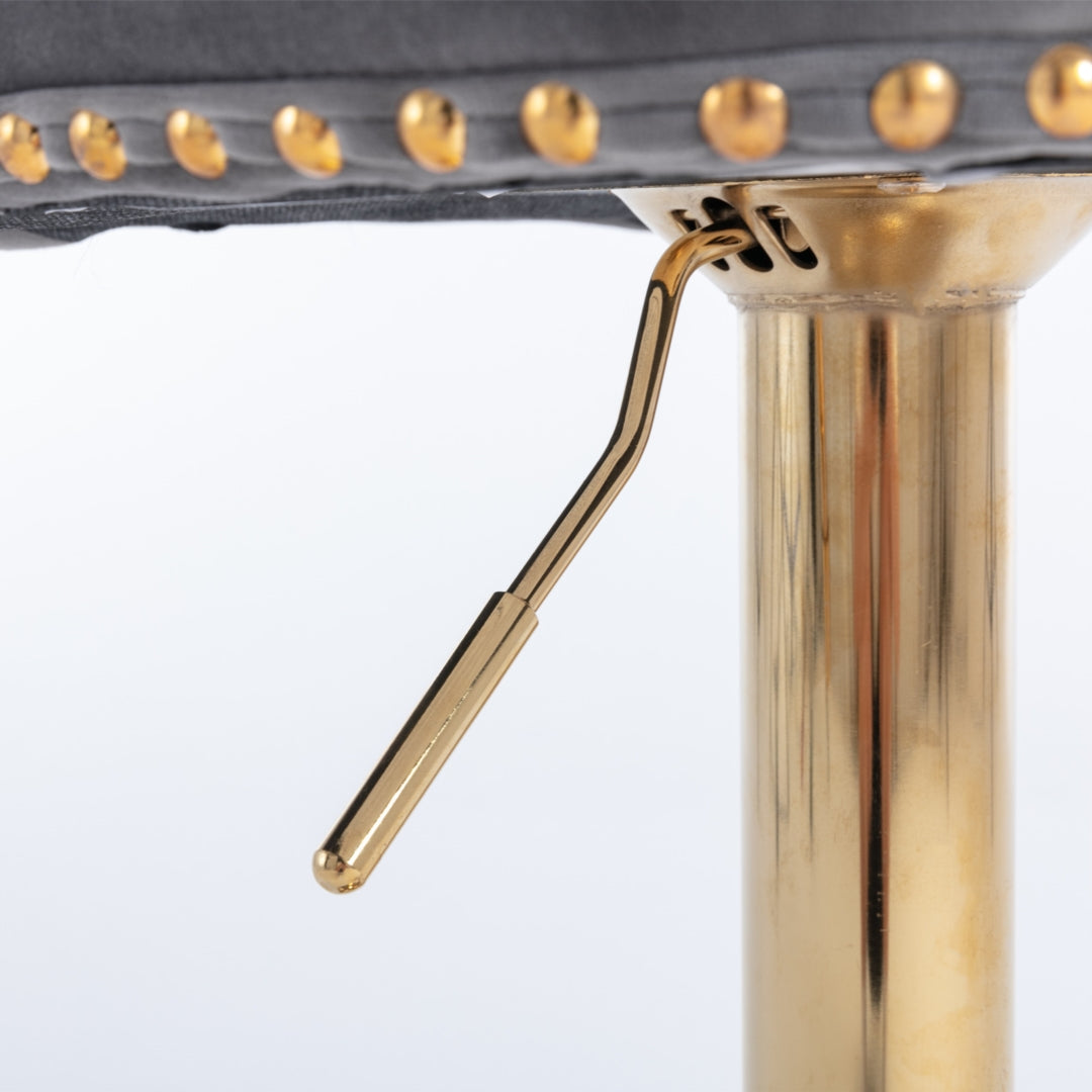 2x Height Adjustable Velvet Swivel Bar Stools