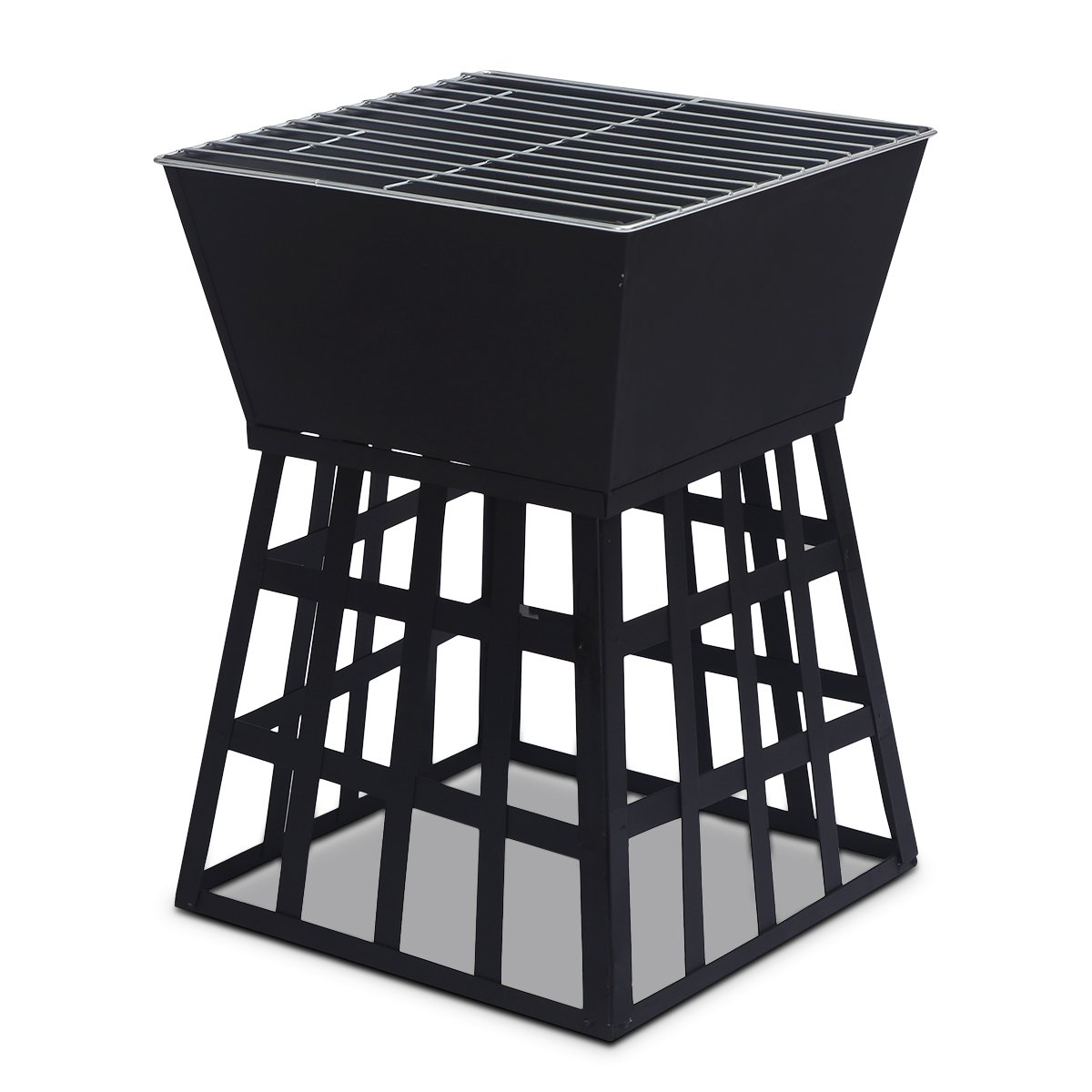 Outdoor Fire Pit for BBQ, Grilling, Cooking, Camping- Portable Brazier with Reversible Stand for Backyard