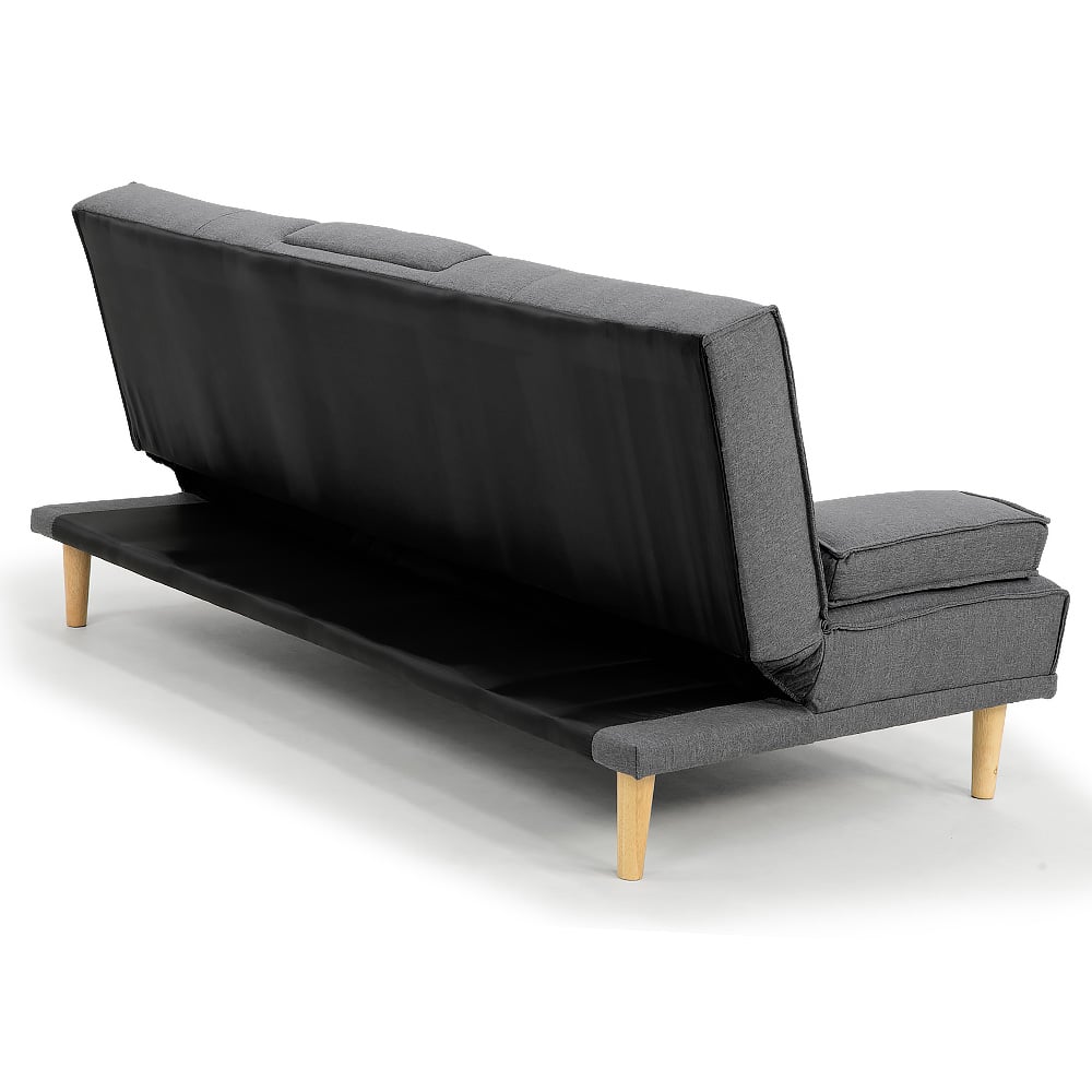 2 Seat Rochester Linen Fabric Sofa Bed Lounge Couch Futon Furniture Suite - Dark Grey