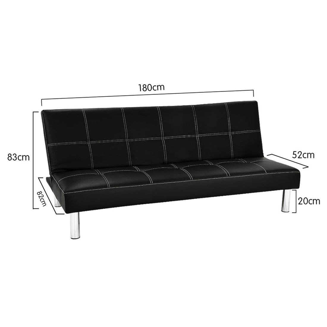 2 Seat Chelsea Sofa Bed Faux Leather Lounge Couch Futon Furniture Modular Suite