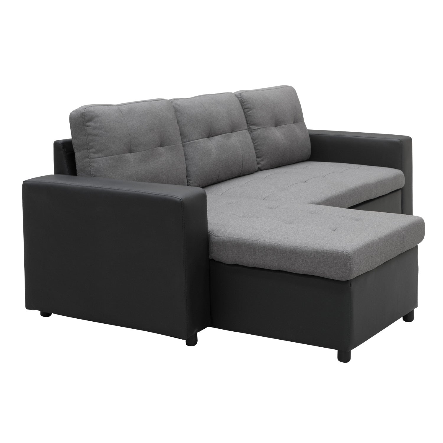 3 Seat Corner Sofa Linen Lounge Couch L-shaped Modular Furniture Home Chaise Grey