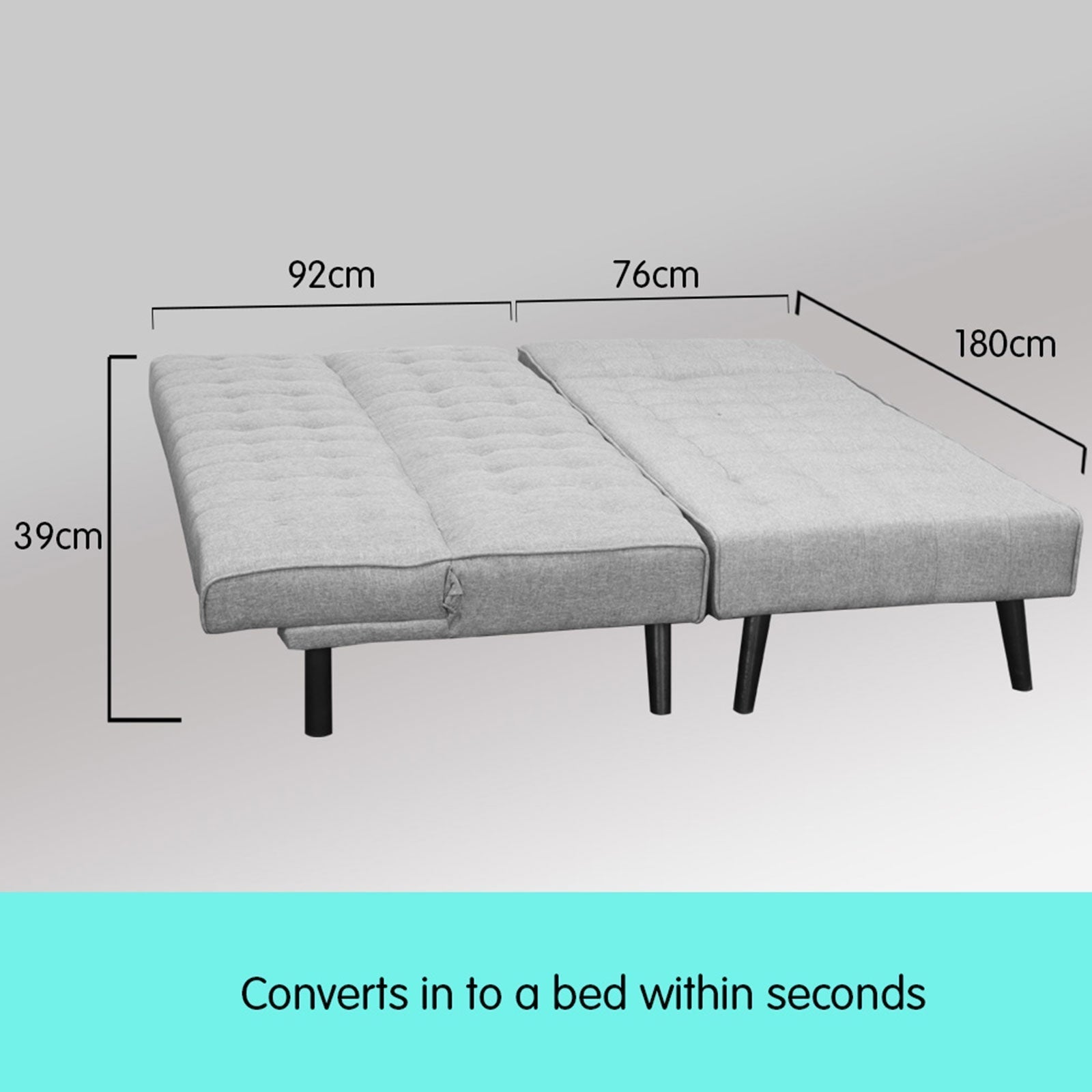 3-seater Corner Sofa Bed With Lounge Chaise Couch Furniture Light Grey