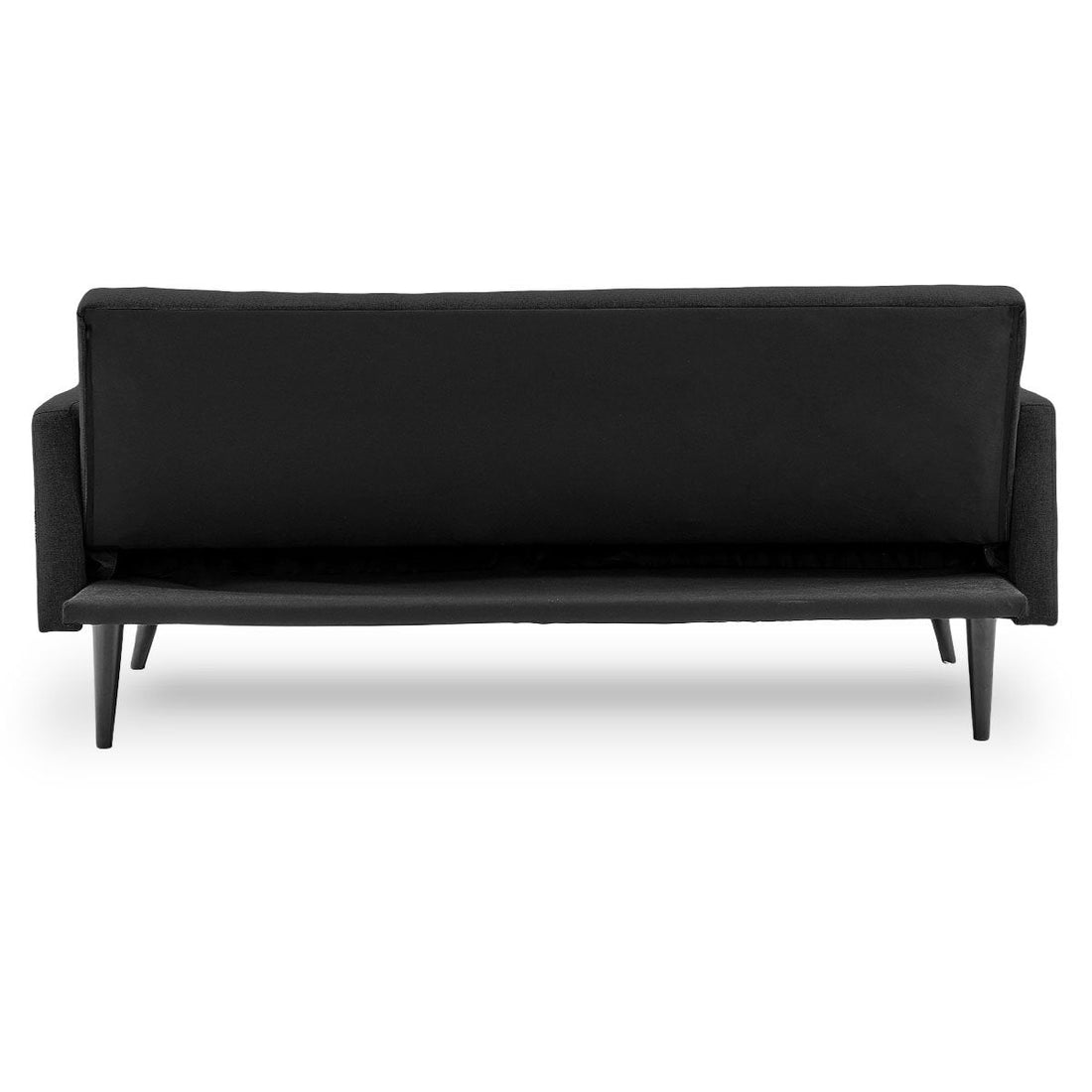 Faux Linen 3-Seater Sofa Bed with Armrests - Black