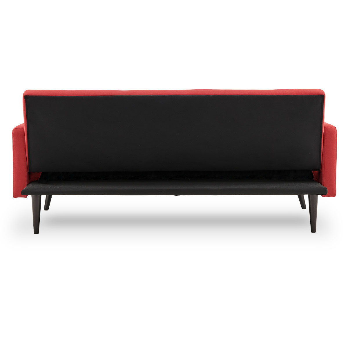 Faux Linen 3-Seater Sofa Bed with Armrests - Red