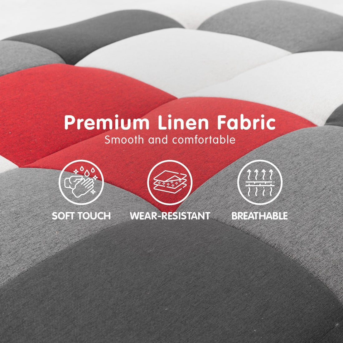 3 Seater Modular Linen Fabric Wood Sofa Bed Couch - Multi-colour