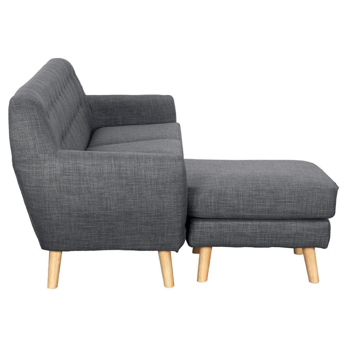 Linen Corner Sofa Couch Lounge L-shaped with Chaise - Dark Grey