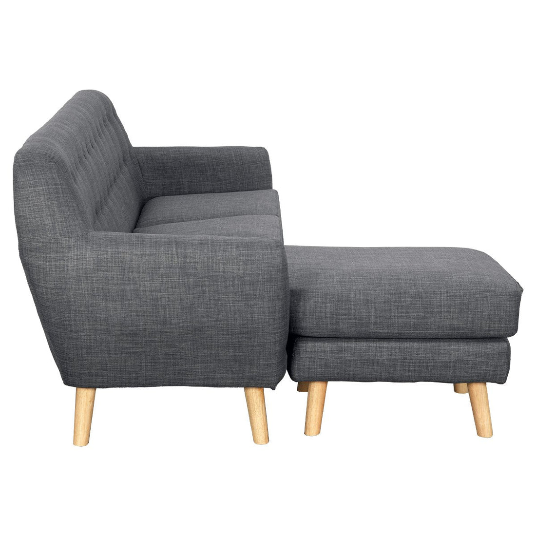 Linen Corner Sofa Couch Lounge L-shaped with Chaise - Dark Grey