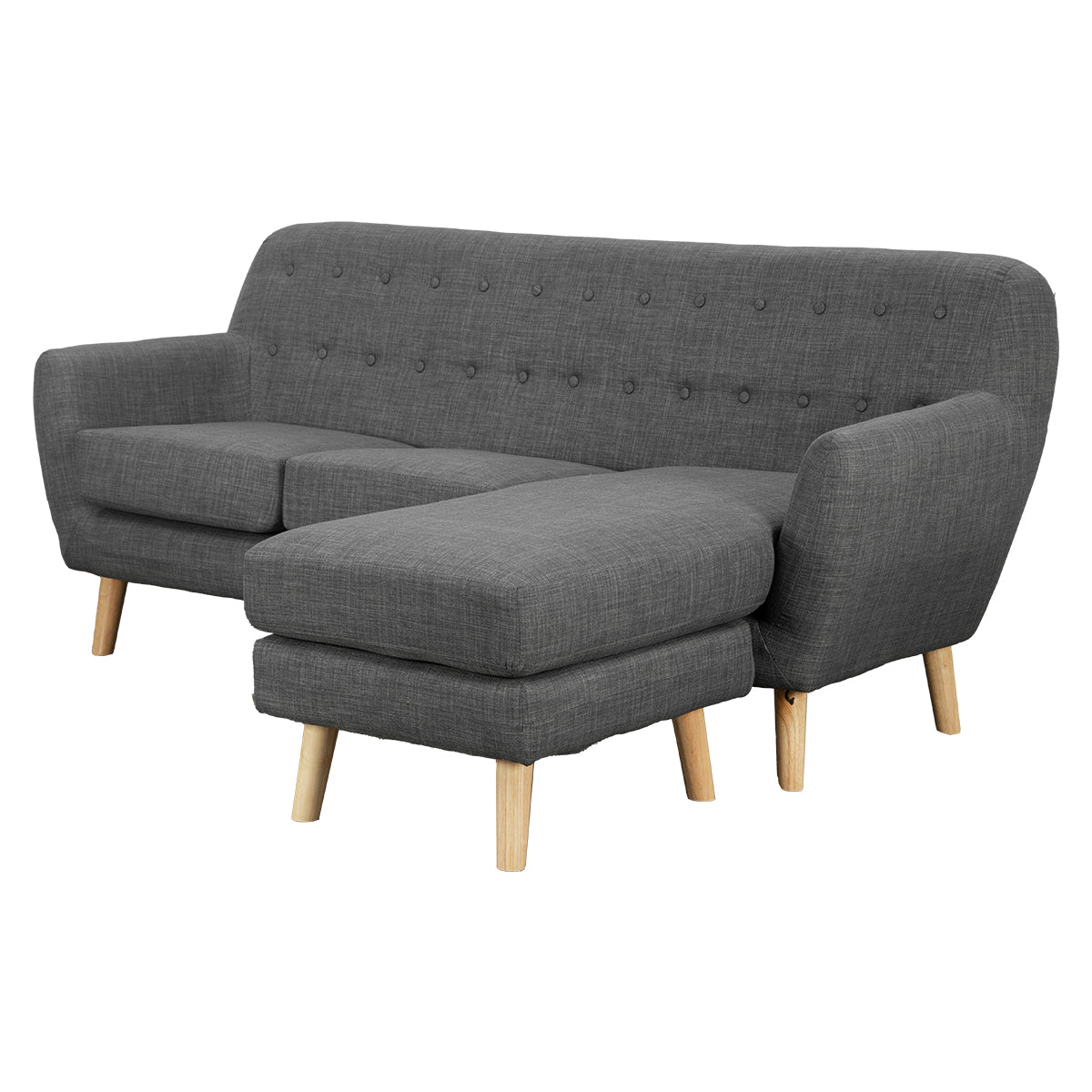 Linen Corner Sofa Couch Lounge L-shaped with Chaise - Dark Grey
