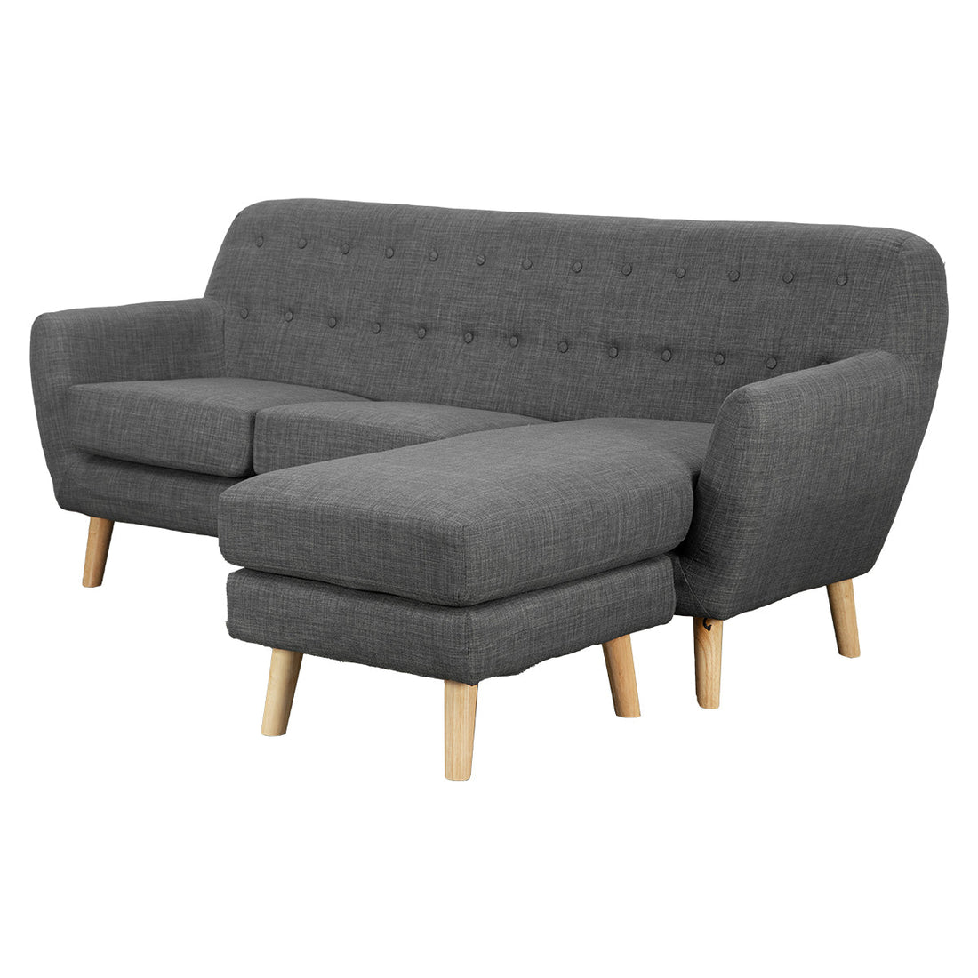 Linen Corner Sofa Couch Lounge L-shaped with Chaise - Dark Grey