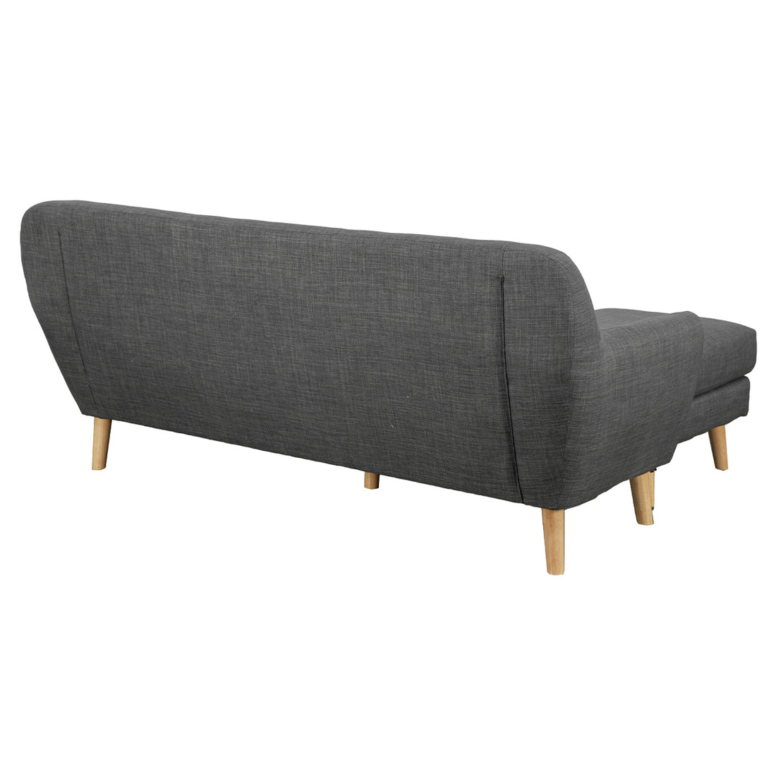 Linen Corner Wooden Sofa Couch Lounge L-shaped with Chaise - Dark Grey