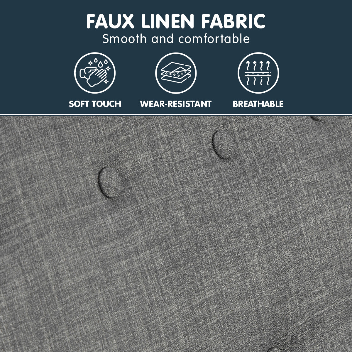 Linen Corner Wooden Sofa Couch Lounge L-shaped with Chaise - Dark Grey