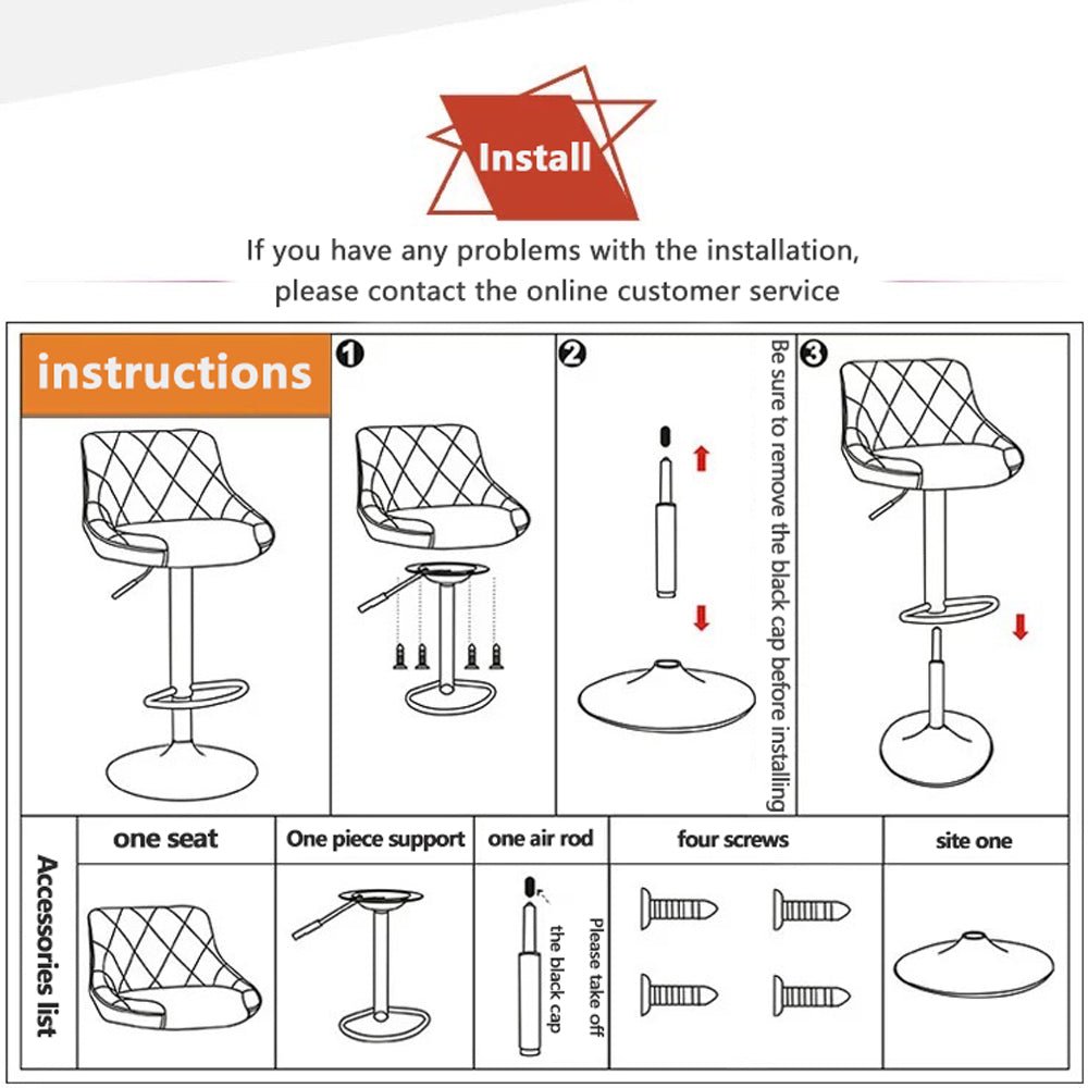 Bar Stools Kitchen Bar Stool Leather Barstools Swivel Gas Lift Counter Chairs x2