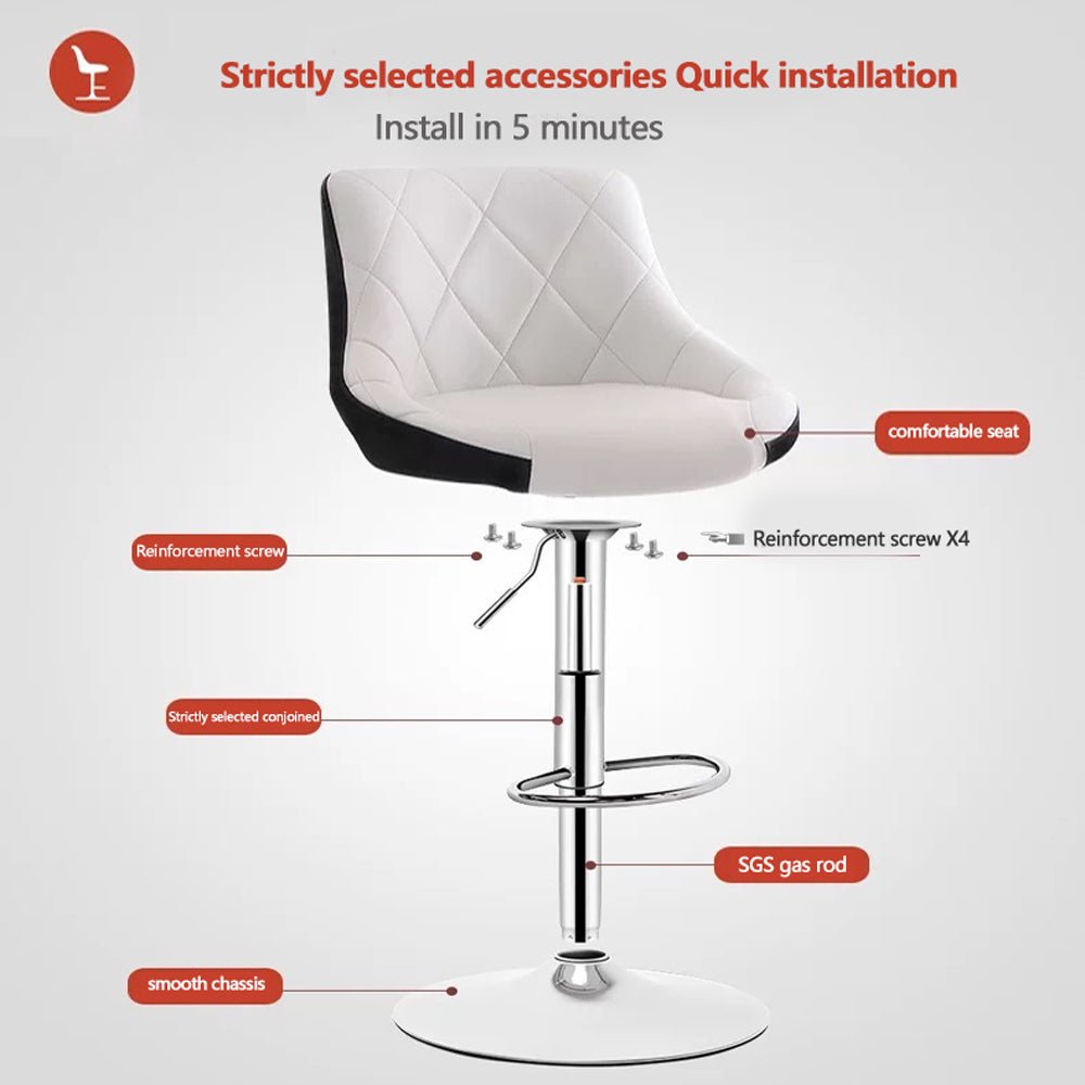 Bar Stools Kitchen Bar Stool Leather Barstools Swivel Gas Lift Counter Chairs x2