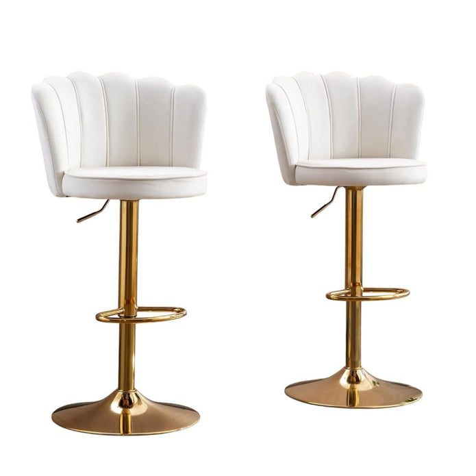 SERENITà 2 Adjustable Velvet Bar Stools with Gold Base