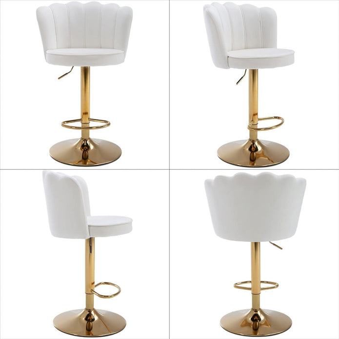 SERENITà 2 Adjustable Velvet Bar Stools with Gold Base