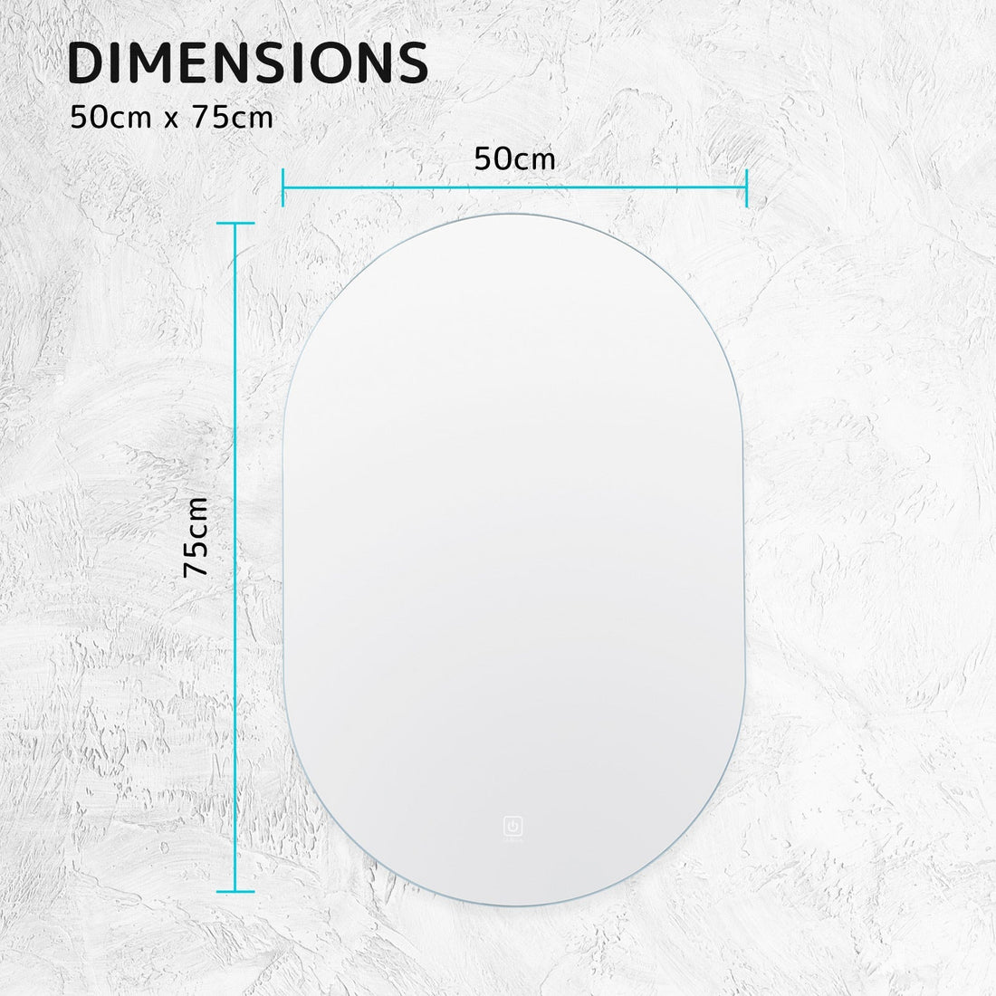 LED Wall Mirror Oval Anti-Fog Bathroom 50x75cm BLACK