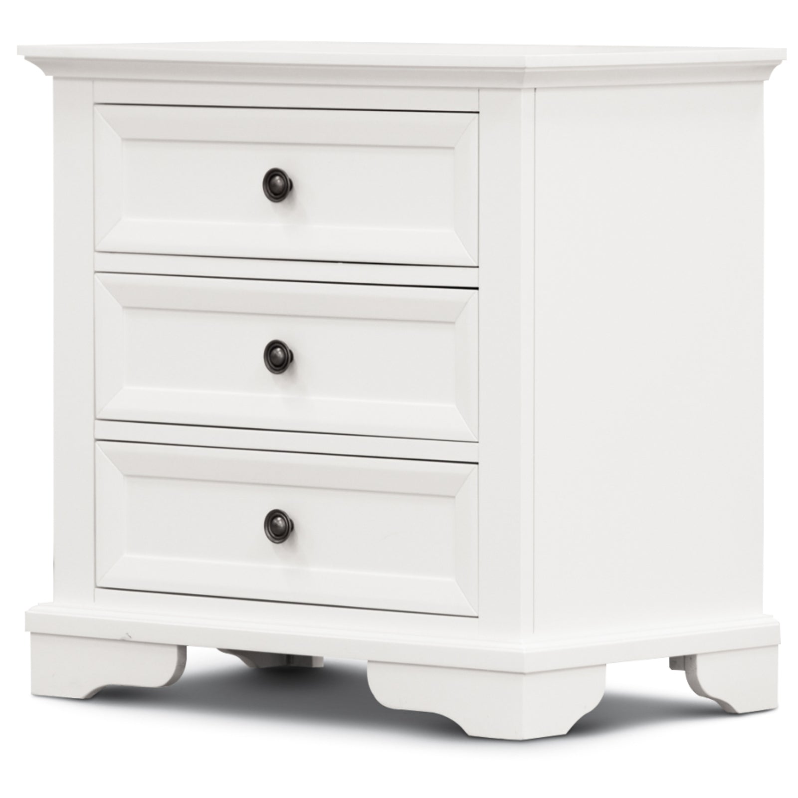 3 Drawers Bedside Table Storage Cabinet Nightstand End Tables - White