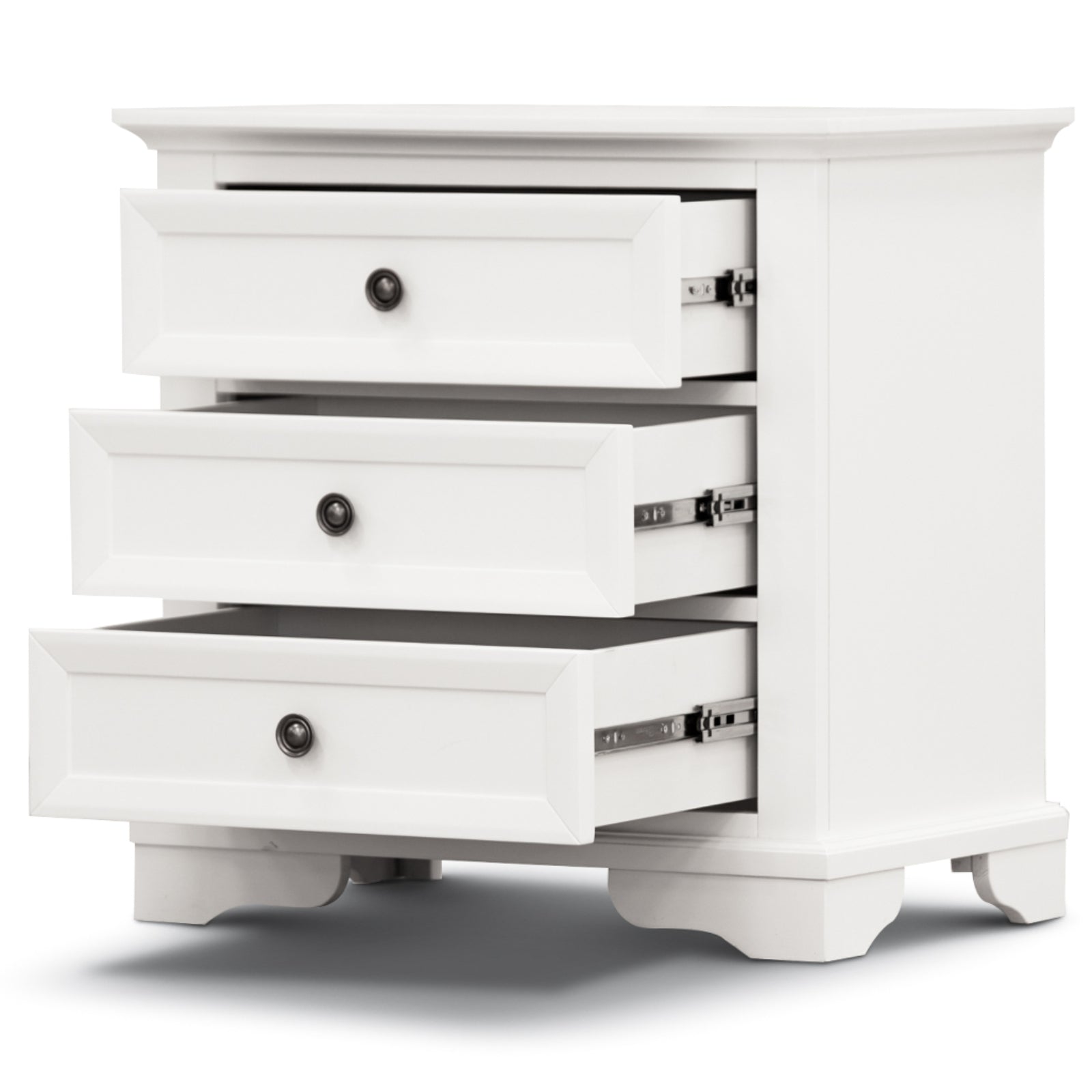 3 Drawers Bedside Table Storage Cabinet Nightstand End Tables - White