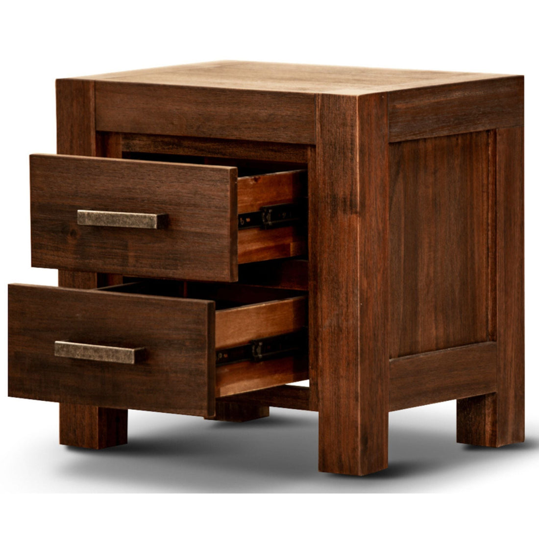 4pc Queen Bed Frame Suite Bedside Tallboy Furniture Package - Walnut