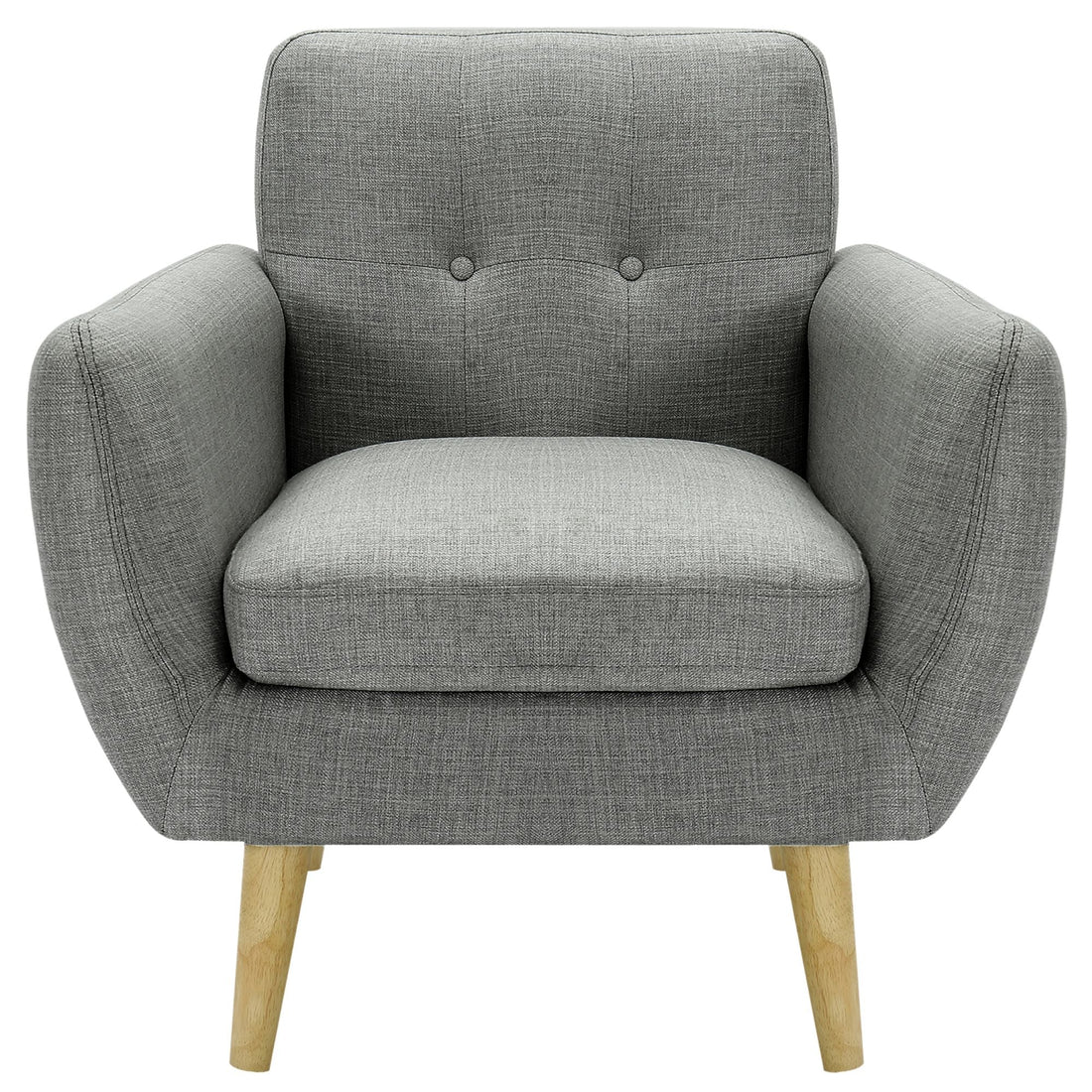 Dane Single Seater Fabric Upholstered Sofa Armchair Lounge Couch - Mid Grey