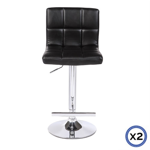 2 Black Faux Leather Swivel Stools