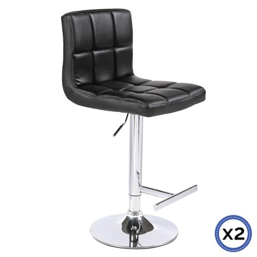 2 Black Faux Leather Swivel Stools