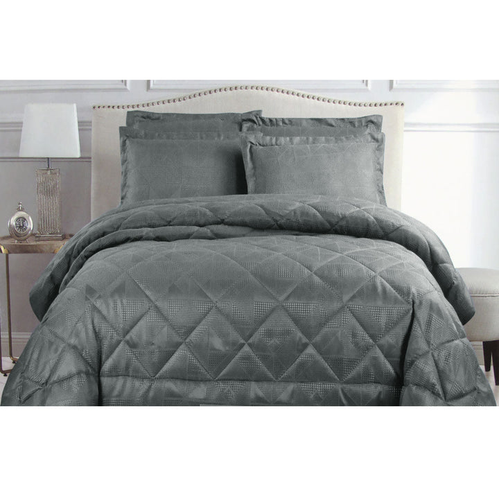 Eli Jacquard Comforter Set King Charcoal