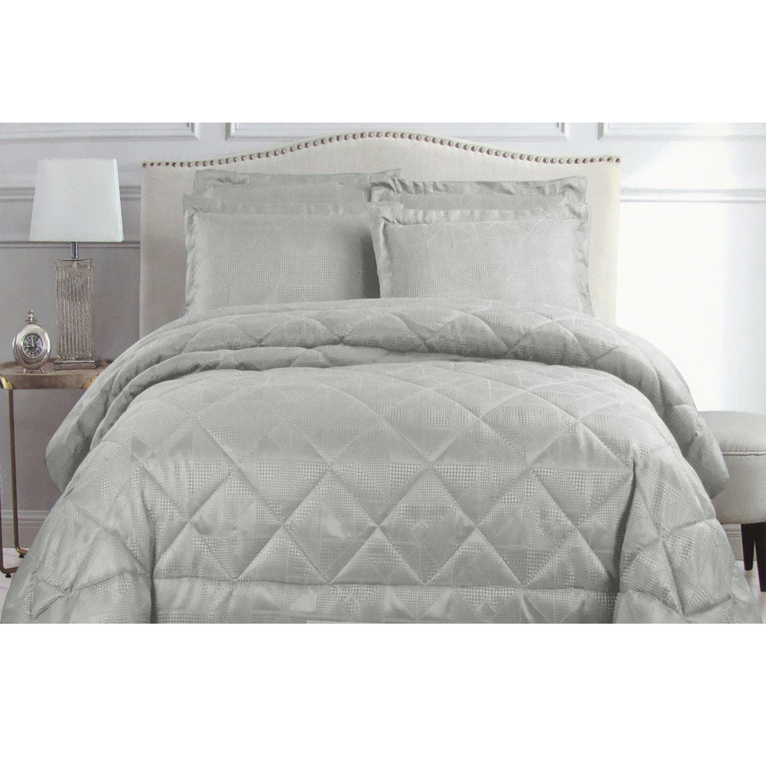 Eli Jacquard Comforter Set Queen Silver