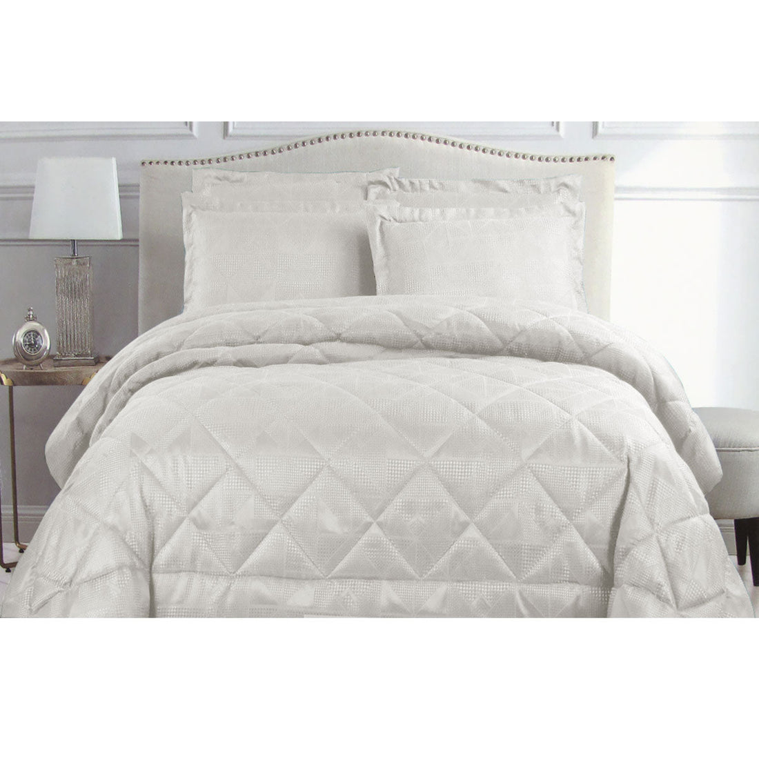 Eli Jacquard Comforter Set Queen White