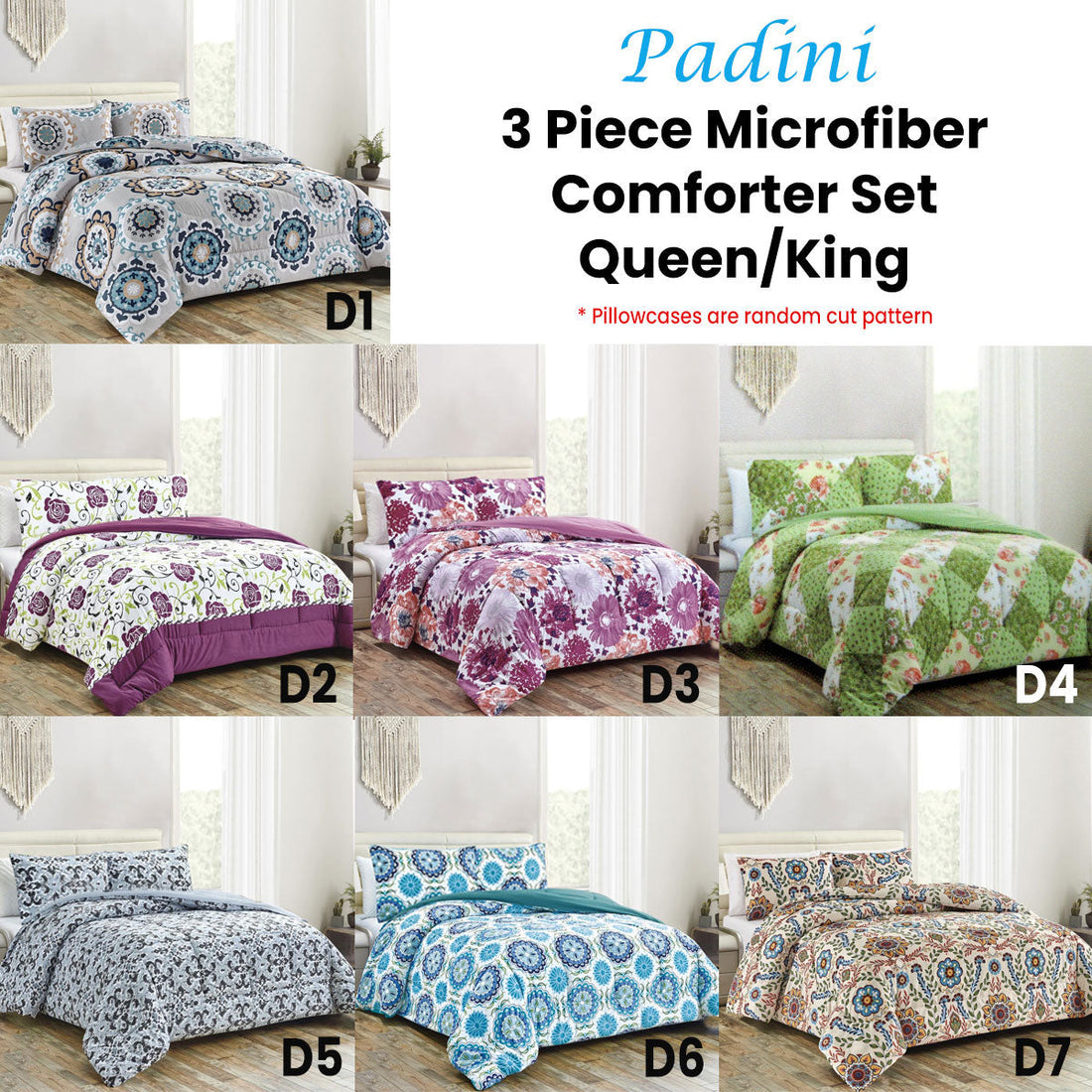 3 Pce Light Weight Microfiber Comforter Set Padini Queen/King