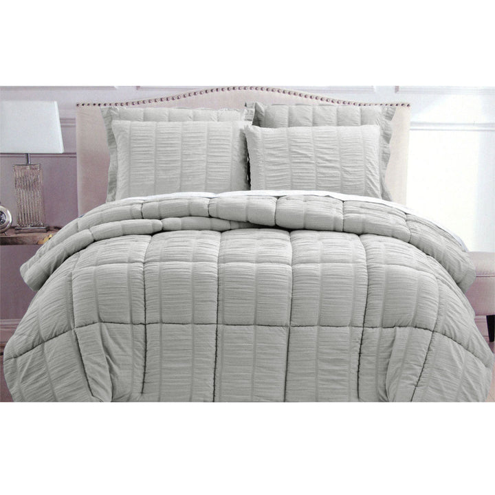 Seersucker Comforter Set King Grey