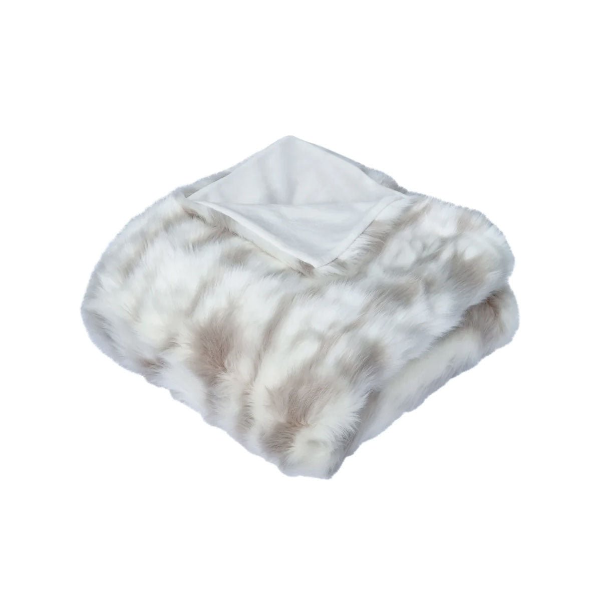 Warny Throw Soft Blanket Home Wild Cat Faux Fur Throw Rug 130 x 160cm - Ivory