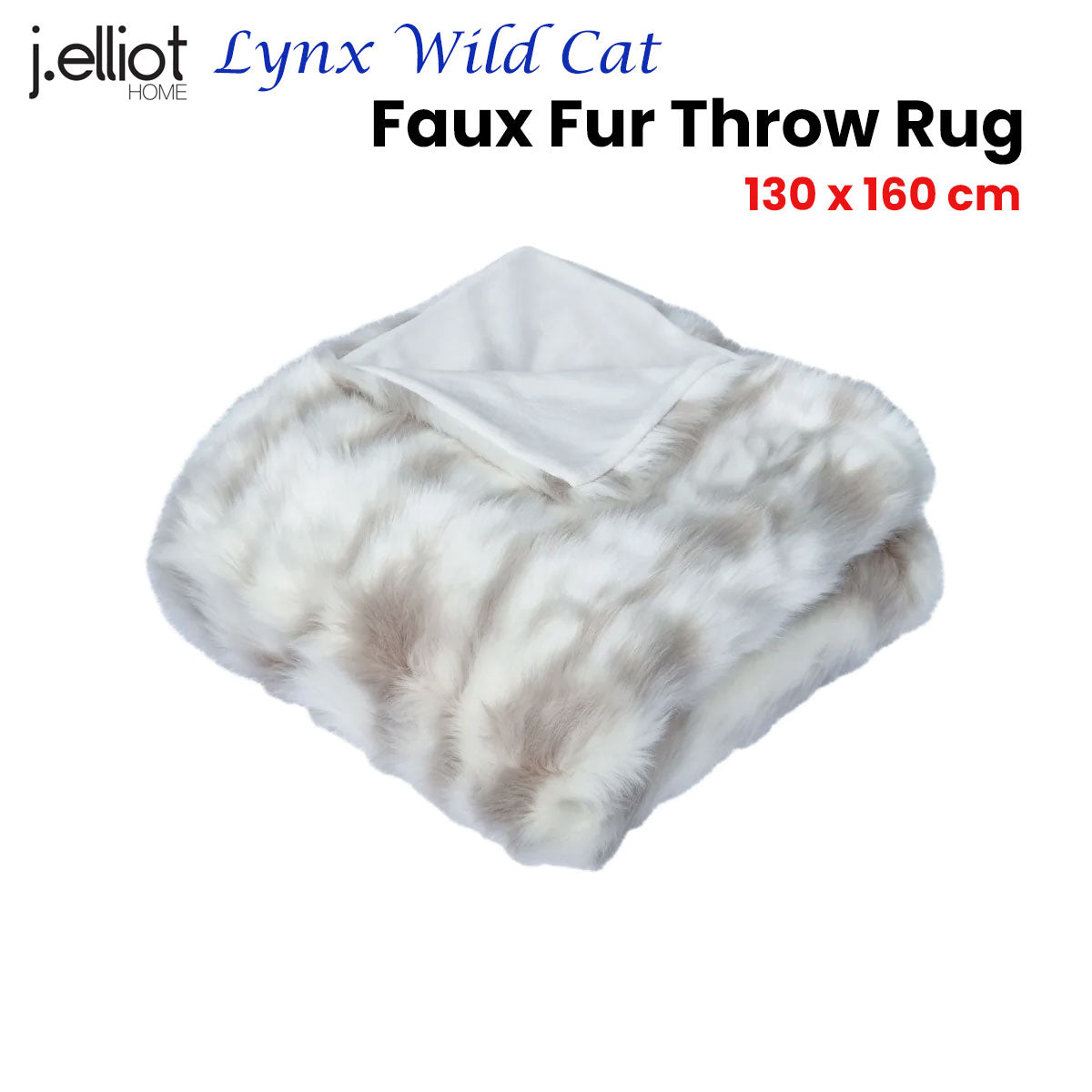 Warny Throw Soft Blanket Home Wild Cat Faux Fur Throw Rug 130 x 160cm - Ivory